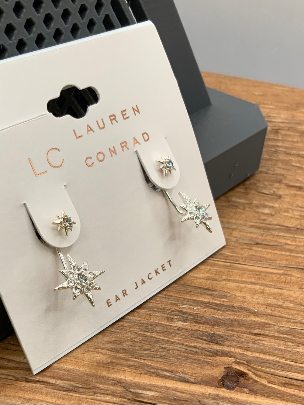 LC Lauren Conrad Silver Starburst Ear Jacket Earrings - Picture 2 of 3